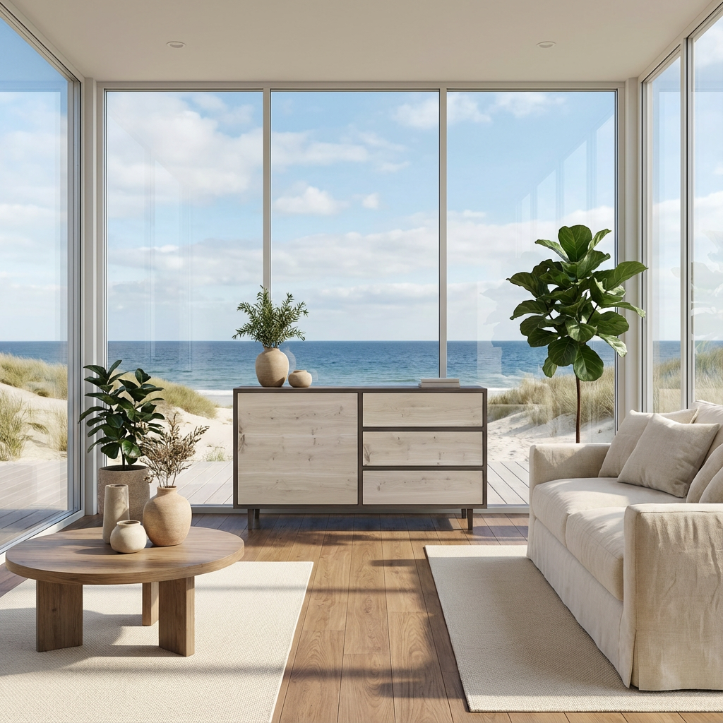 Sideboard Eiche Rustikal - Schwarz/Weiß gewachst 120cm x 49cm