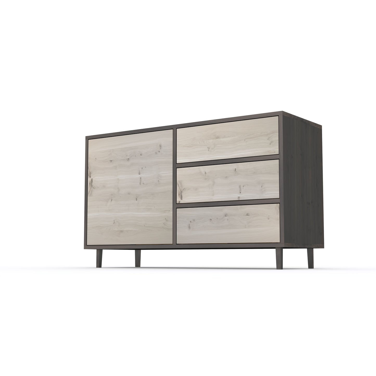 Sideboard Eiche Rustikal - Schwarz/Weiß gewachst 120cm x 49cm