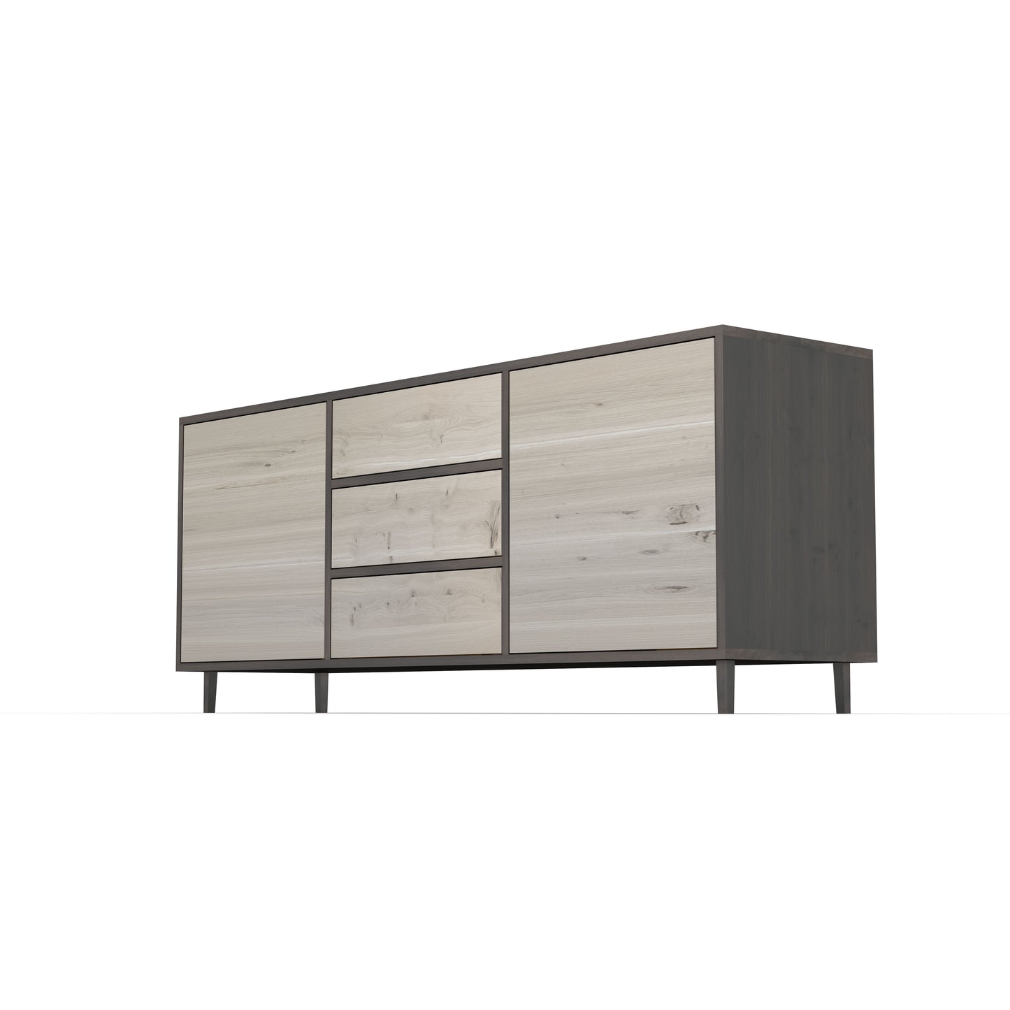 Sideboard Eiche Rustikal - Schwarz/weiß gewachst 180cm