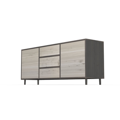 Sideboard Eiche Rustikal - Schwarz/weiß gewachst 180cm