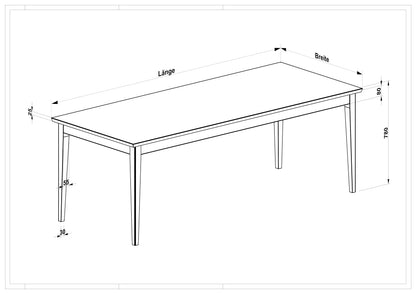 Esstisch aus Eiche Premium in Reinform, braun geölt mit schlankem Holzbein, Wildwuchs-Möbel, 180cm x 80cm, 25mm Tischplatte