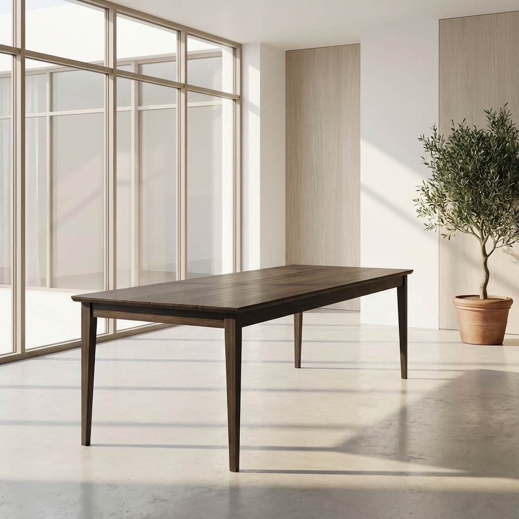 Esstisch aus Eiche Premium in Schwarz geölt mit schlankem Holzfuß, 180x80 cm, robustes Holzdesign, von Wildwuchs-Möbel