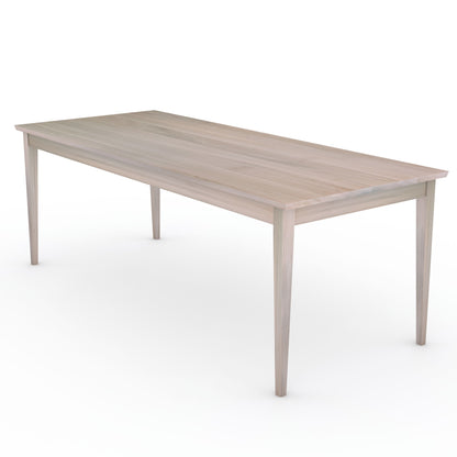 Esstisch aus Eiche Premium in Reinform Weiß geölt mit schlankem Holzfuß, 180cm x 80cm, robustes und elegantes Design.