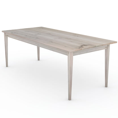 Rustikaler Esstisch aus Eiche mit grauer Ölung und schlankem Holzbein, von Wildwuchs-Möbel, 180cm x 80cm, robustes Design