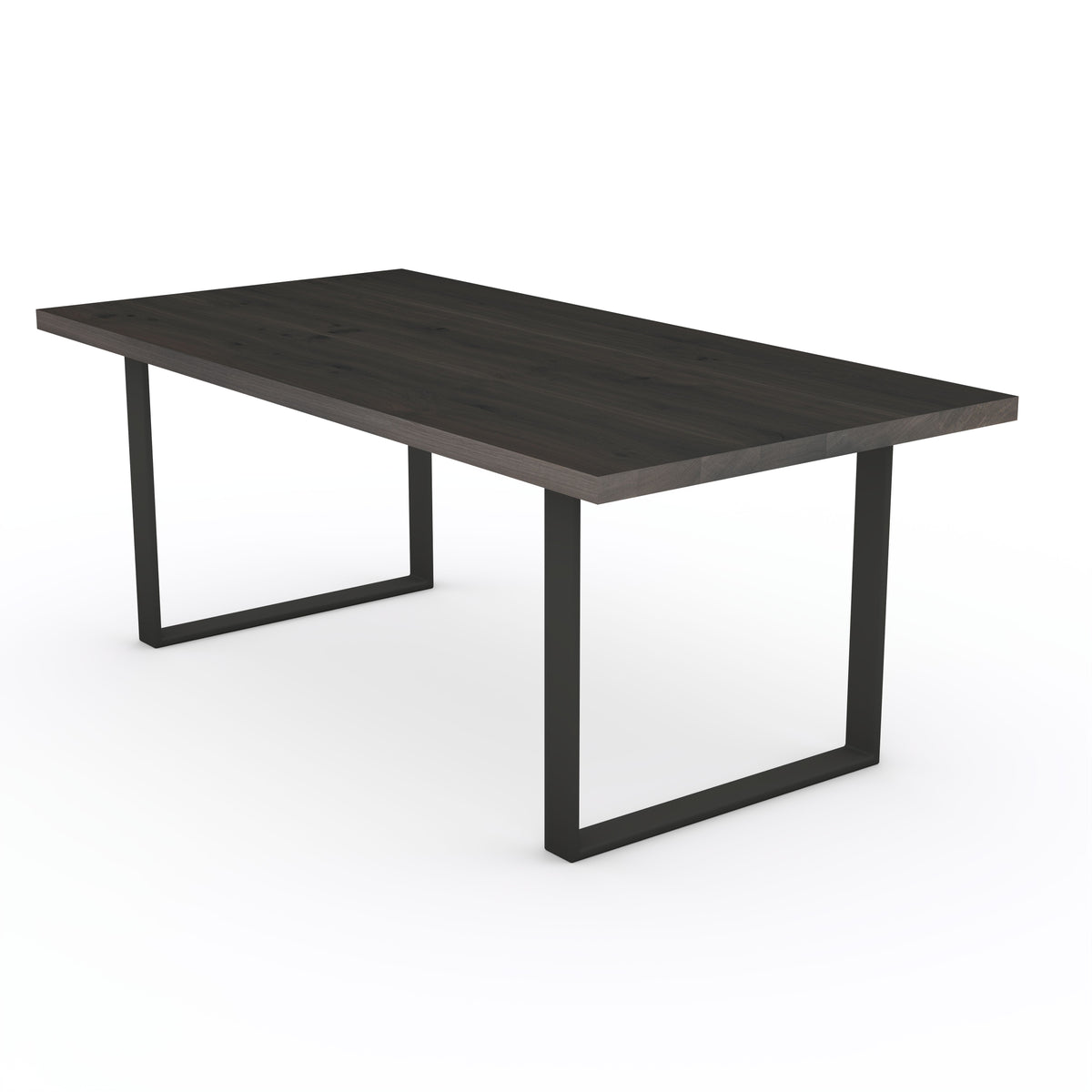 Rustikaler Esstisch aus Eiche von Wildwuchs-Möbel, schwarz geölt, mit U-förmigem Fuß, 180x80 cm, naturbelassenes Holzdesign
