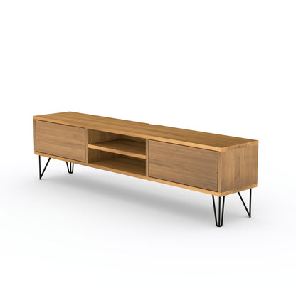 Eiche Lowboard Wildwuchs-Möbel, 150cm lang, natur geölt mit Stangenfuß, modernes Design, langlebiges Möbelstück