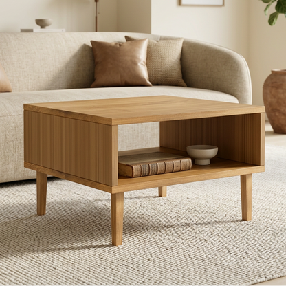 Couchtisch aus massiver Eiche, 50cm, natur geölt, von Wildwuchs-Möbel, elegante Holzoberfläche und robustes Design sichtbar