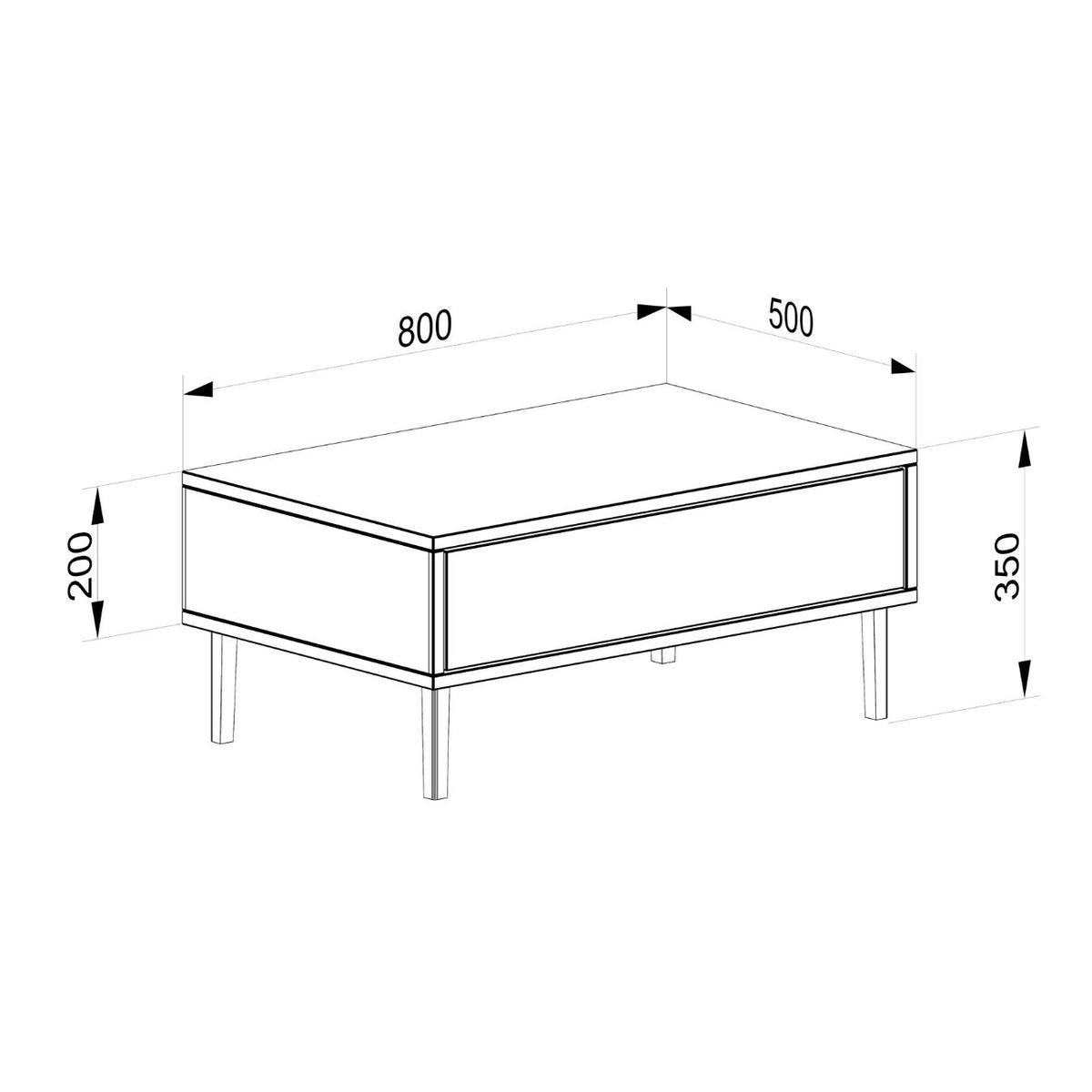 Couchtisch aus Eiche von Wildwuchs-Möbel, 80cm breit, mit Schublade, natur geölt, elegantes und robustes Wohnzimmermöbel.