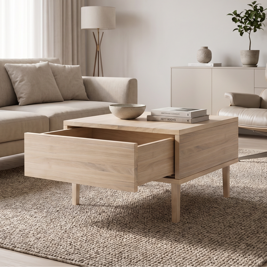 Couchtisch aus Eiche mit Schublade, geölt, 50cm, massivholz, hochwertiges Design von Wildwuchs-Möbel