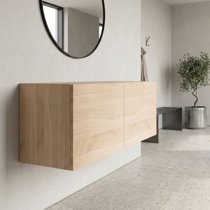Wildwuchs-Möbel Hängeschrank aus massiver Eiche, 120 cm, Invisible geölt, Frontansicht