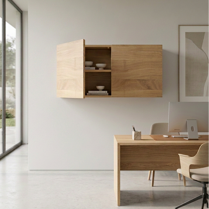 Hängeschrank aus massivem Eichenholz, natur geölt, Premium-Ausführung, 120 cm breit, mit zwei Türen
