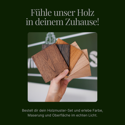 Holzmuster-Set von Wildwuchs Möbel mit verschiedenen Massivholz-Finishes zur Auswahl für Zuhause