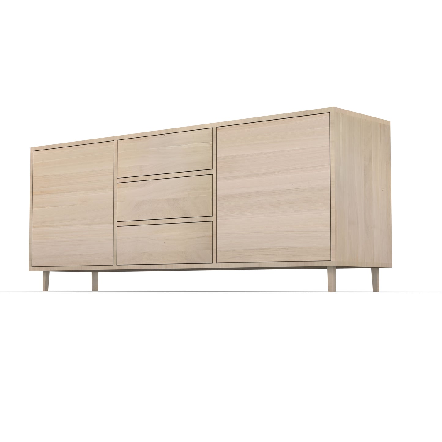 3D-Zeichnung - Sideboard Eiche Massiv Premium - Invisible geölt 180cm