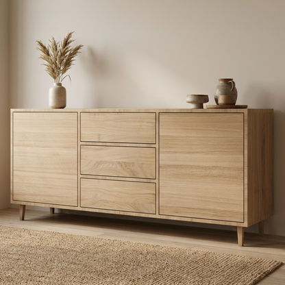 Maßgefertigtes Sideboard 180 cm gerahmt Invisible Premium aus Massivholz in moderner Wohnumgebung