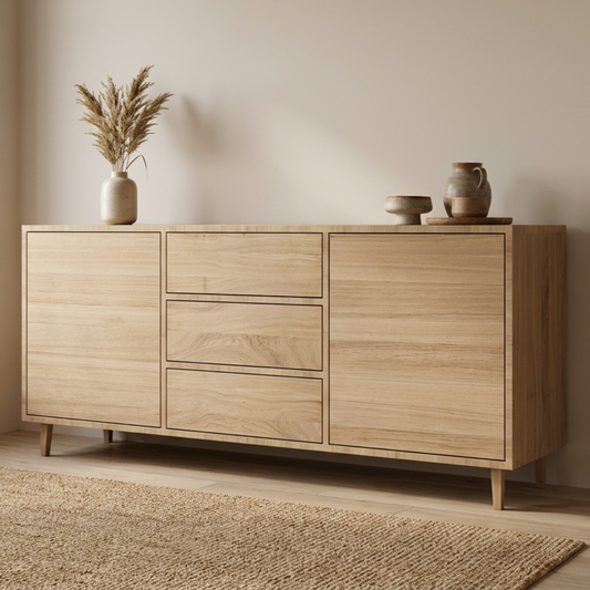 Maßgefertigtes Sideboard 180 cm gerahmt Invisible Premium aus Massivholz in moderner Wohnumgebung