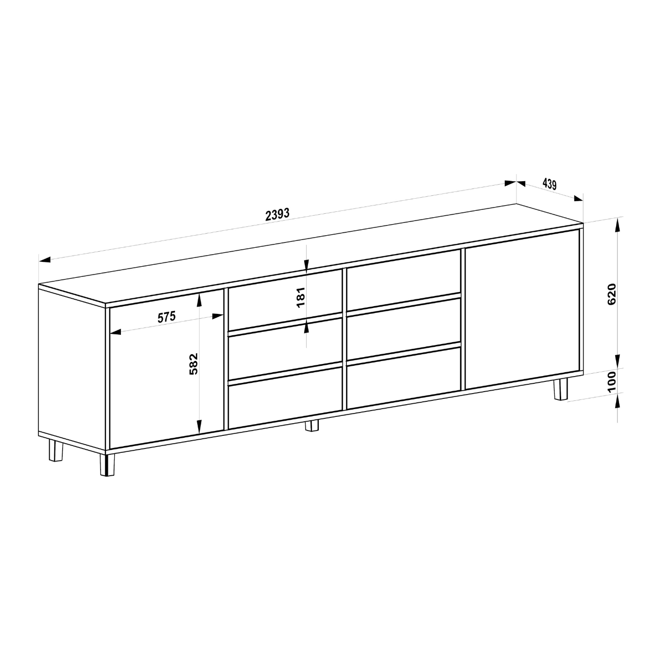 Sideboard Maße 240cm Breite