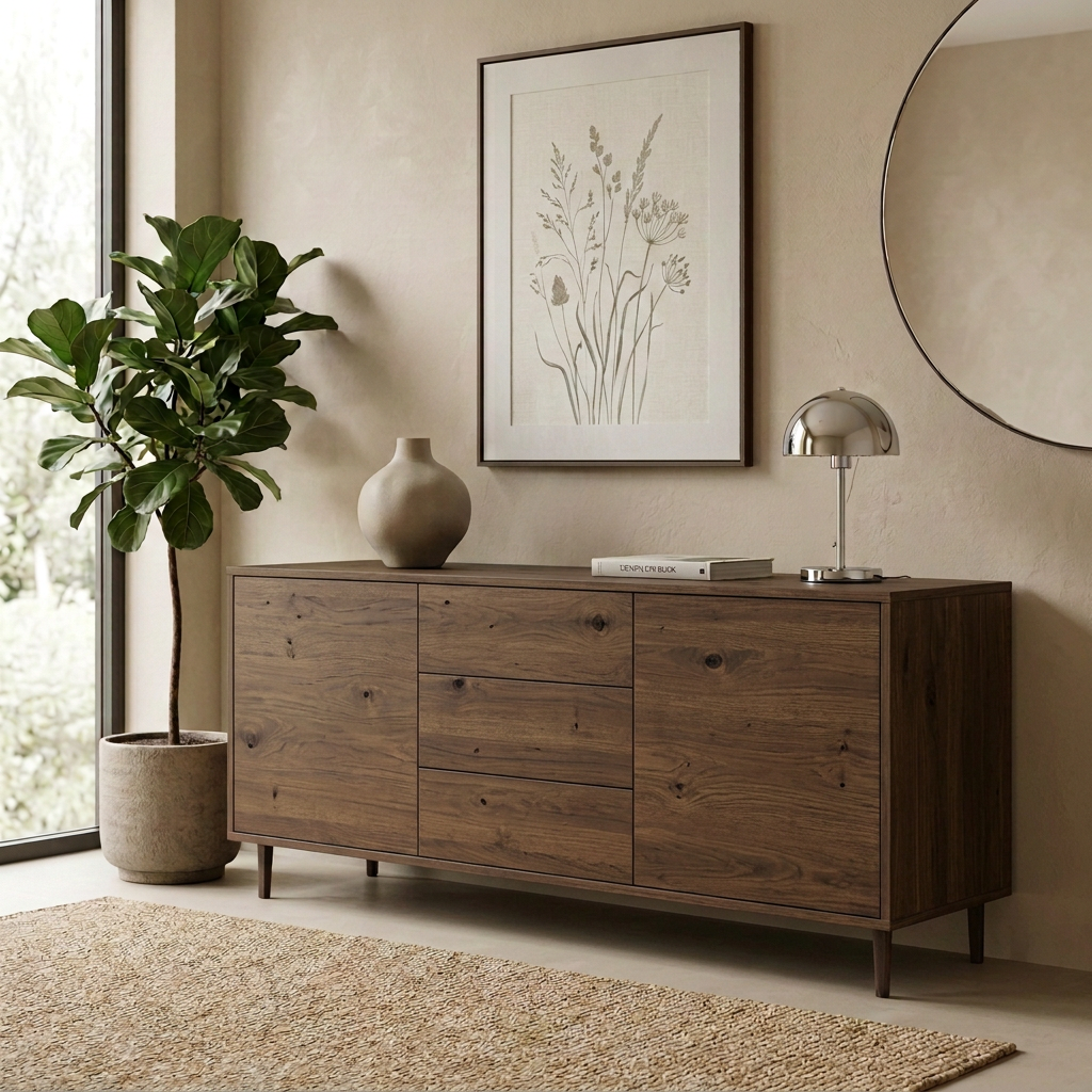 Sideboard schmale Fuge Eiche rustikal braun geölt 180 cm aus Massivholz in der Hauptansicht