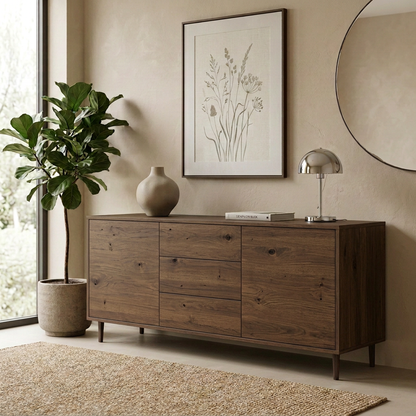 Sideboard schmale Fuge Eiche rustikal braun geölt 180 cm aus Massivholz in der Hauptansicht