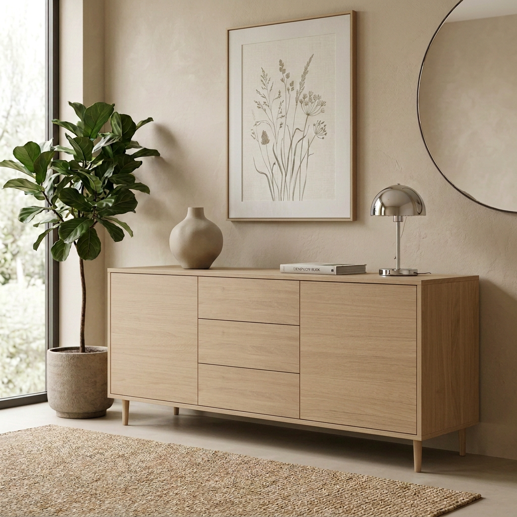 Sideboard schmale Fuge Eiche premium invisible geölt 180 cm aus Massivholz in der Hauptansicht
